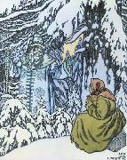 Ivan Bilibin Father Frost and the step-daughter, illustration by Ivan Bilibin from Russian fairy tale Morozko, 1932 Spain oil painting artist